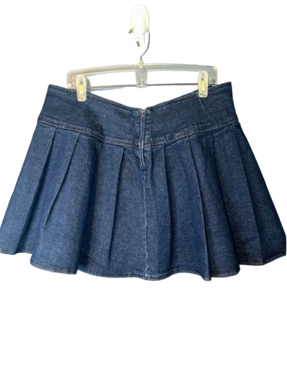 Y2K Social Collision Dark Denim Pleated Mini Skirt Juniors 1 Hip Grunge Western